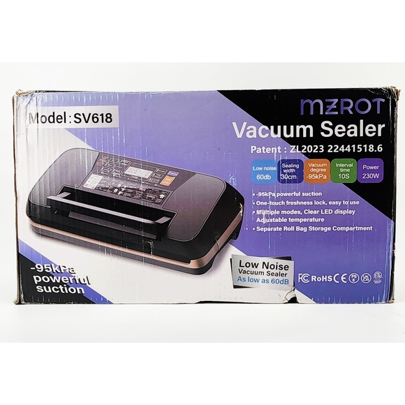 MZROT SV618 Vacuum Sealer Machine Low Noise 95kPa Powerful Suction LCD Display - Picture 1 of 3